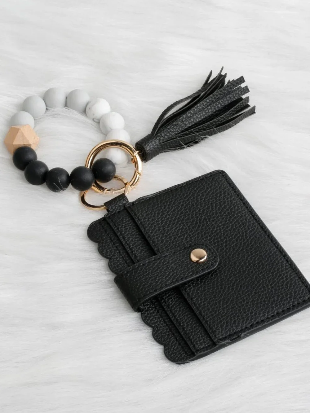 Assorted colored wallets with Beaded Silicon Wristlet Keychains B24